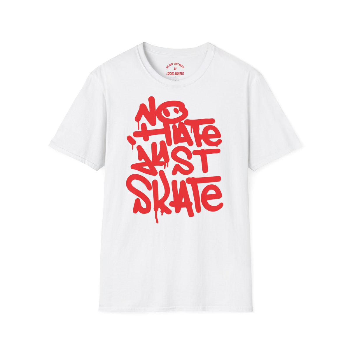 No Hate Just Skate Punk Skateboard T-Shirt – Red Edition