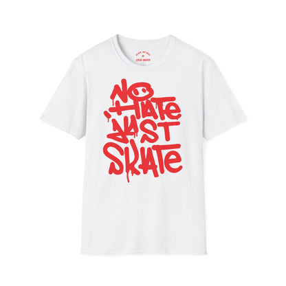 No Hate Just Skate Punk Skateboard T-Shirt – Red Edition