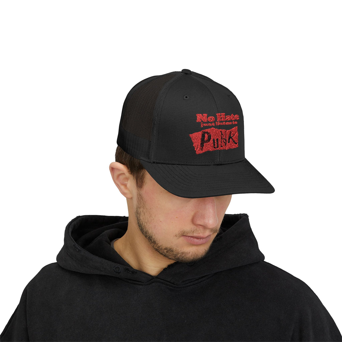 No Hate Punk Cap – Trucker Style, Bold Message