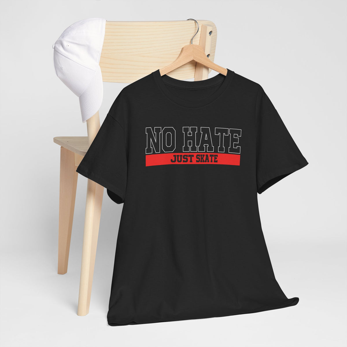 NO HATE. JUST SKATE. – Gildan Heavy Cotton Unisex T-Shirt - No Hate Just Skate Shirt, Skateboarder Gift, Casual Wear, Streetwear, Anti-Hate Message Tee