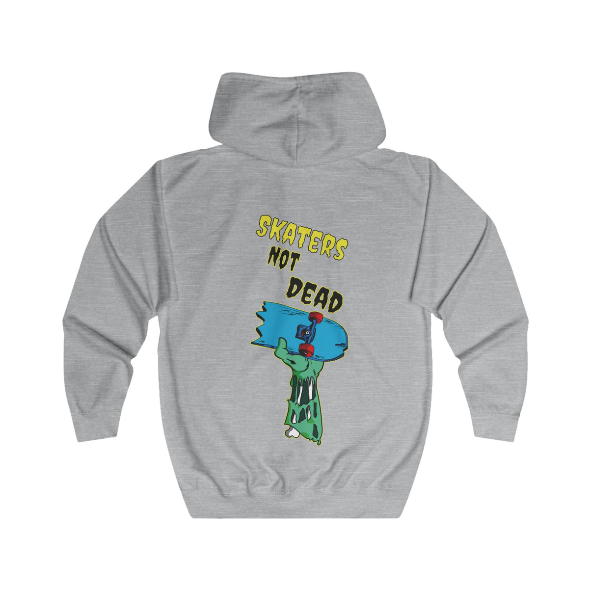 Unisex Heavy Blend™ teljes cipzáras kapucnis pulóver a híres punk szlogen gördeszkás változatával, egyedi, vagány és vicces logóval.