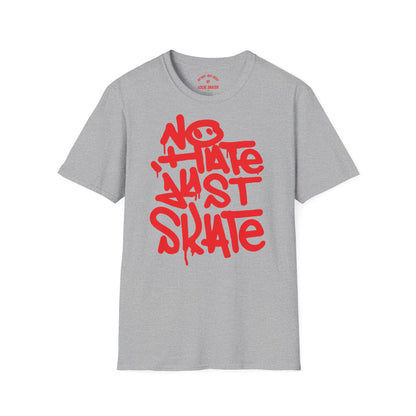 No Hate Just Skate Punk Skateboard T-Shirt – Red Edition