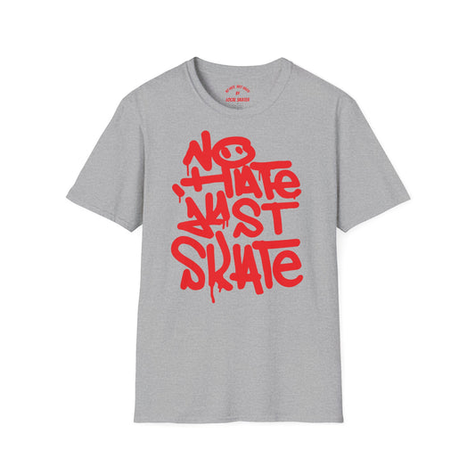No Hate Just Skate Punk Skateboard T-Shirt – Red Edition