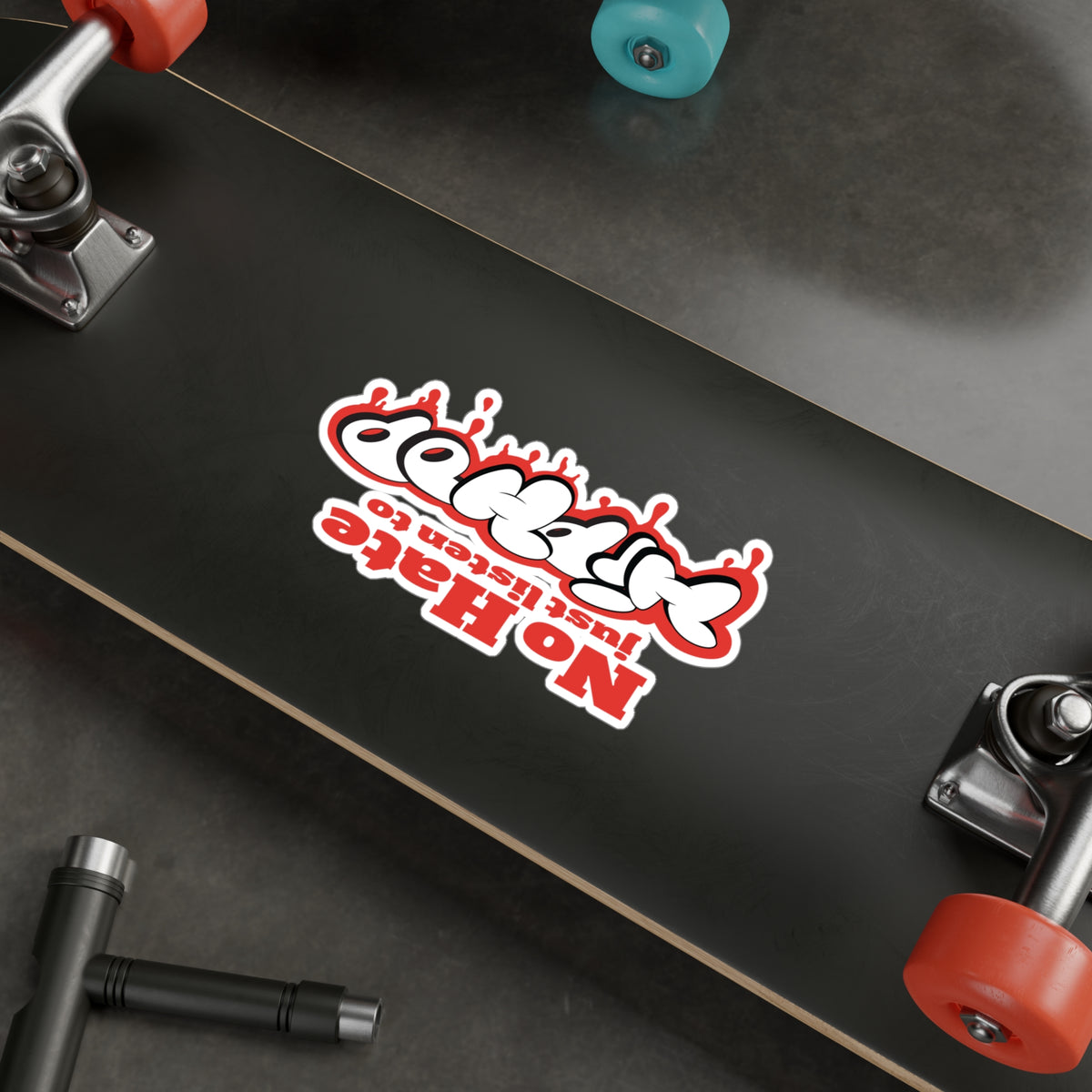 No Hate, Just Listen to HipHop Kiss-Cut Stickers