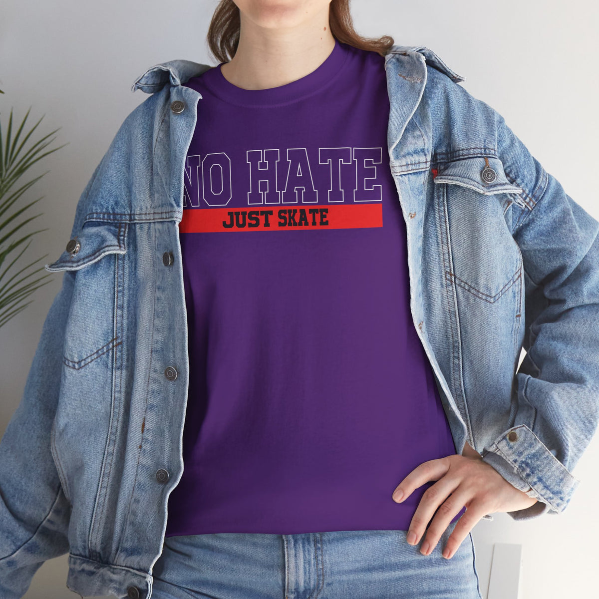 NO HATE. JUST SKATE. – Gildan Heavy Cotton Unisex T-Shirt - No Hate Just Skate Shirt, Skateboarder Gift, Casual Wear, Streetwear, Anti-Hate Message Tee