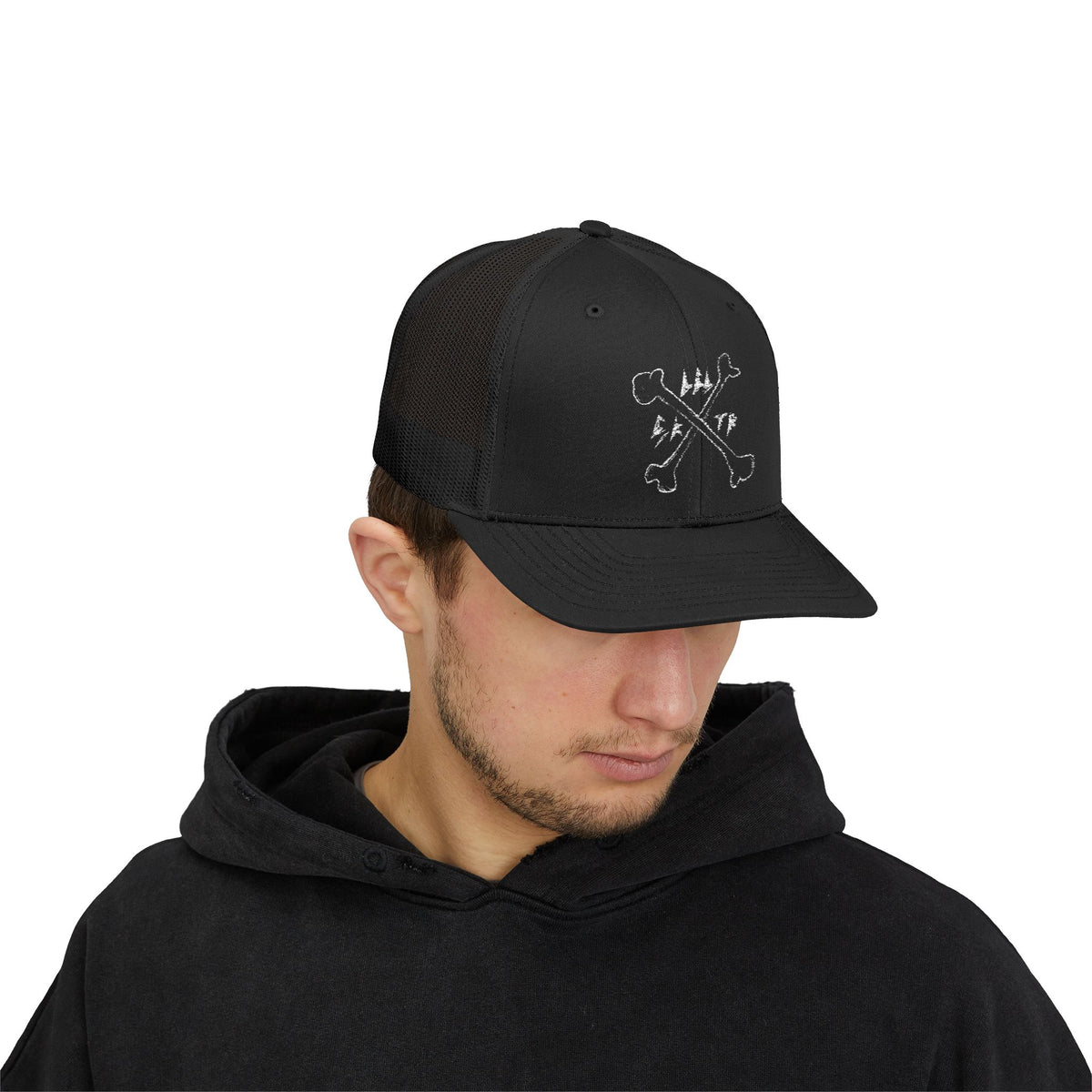 LOCAL SKATER – Crossbones Trucker Hat (Black)