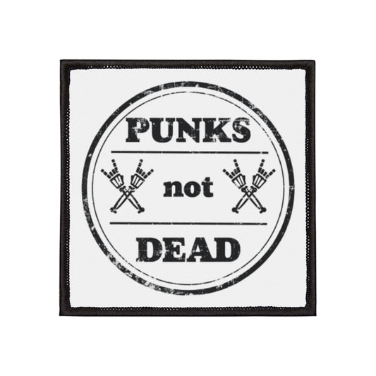 A unique version of the legendary and famous punk slogan on iron-on patches
