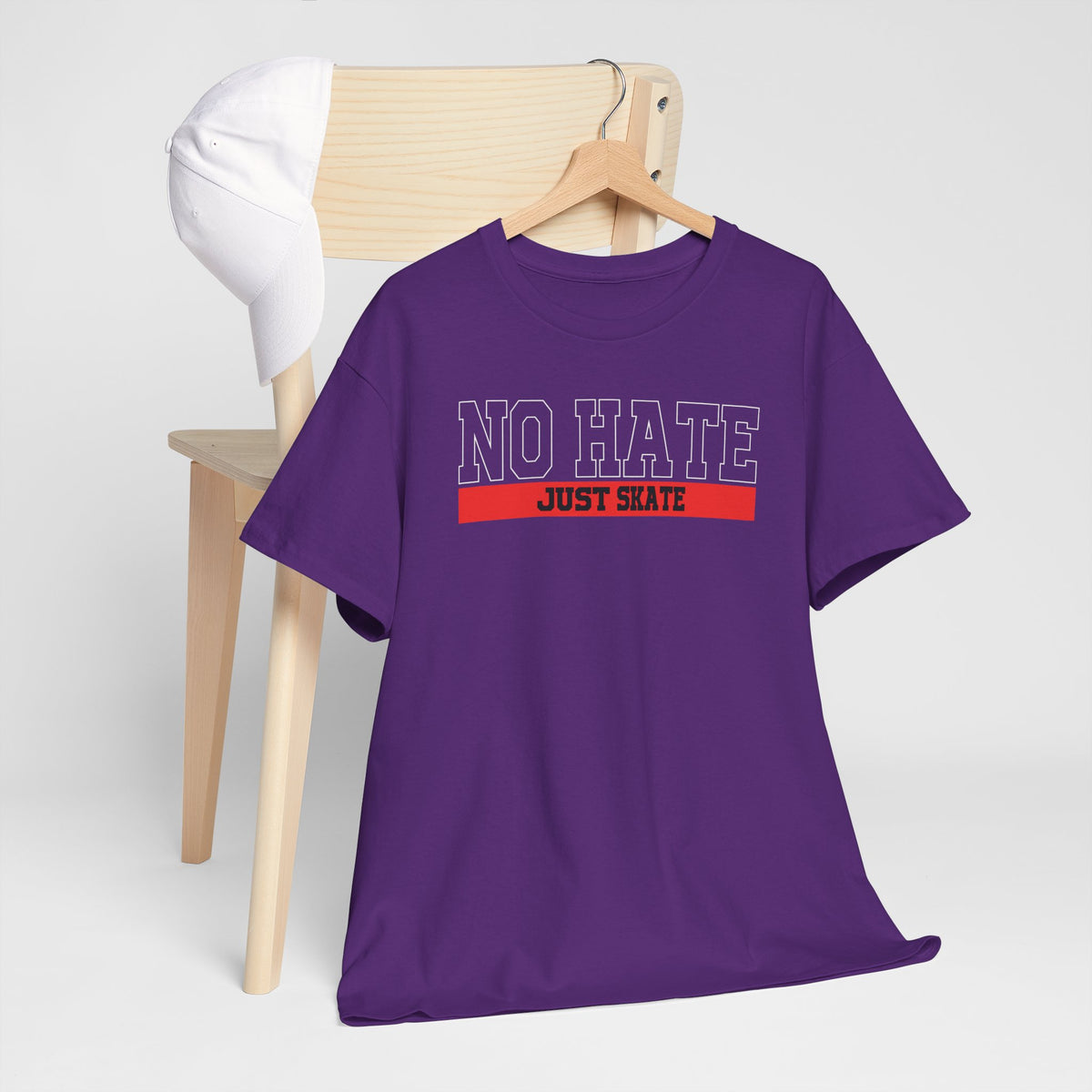 NO HATE. JUST SKATE. – Gildan Heavy Cotton Unisex T-Shirt - No Hate Just Skate Shirt, Skateboarder Gift, Casual Wear, Streetwear, Anti-Hate Message Tee