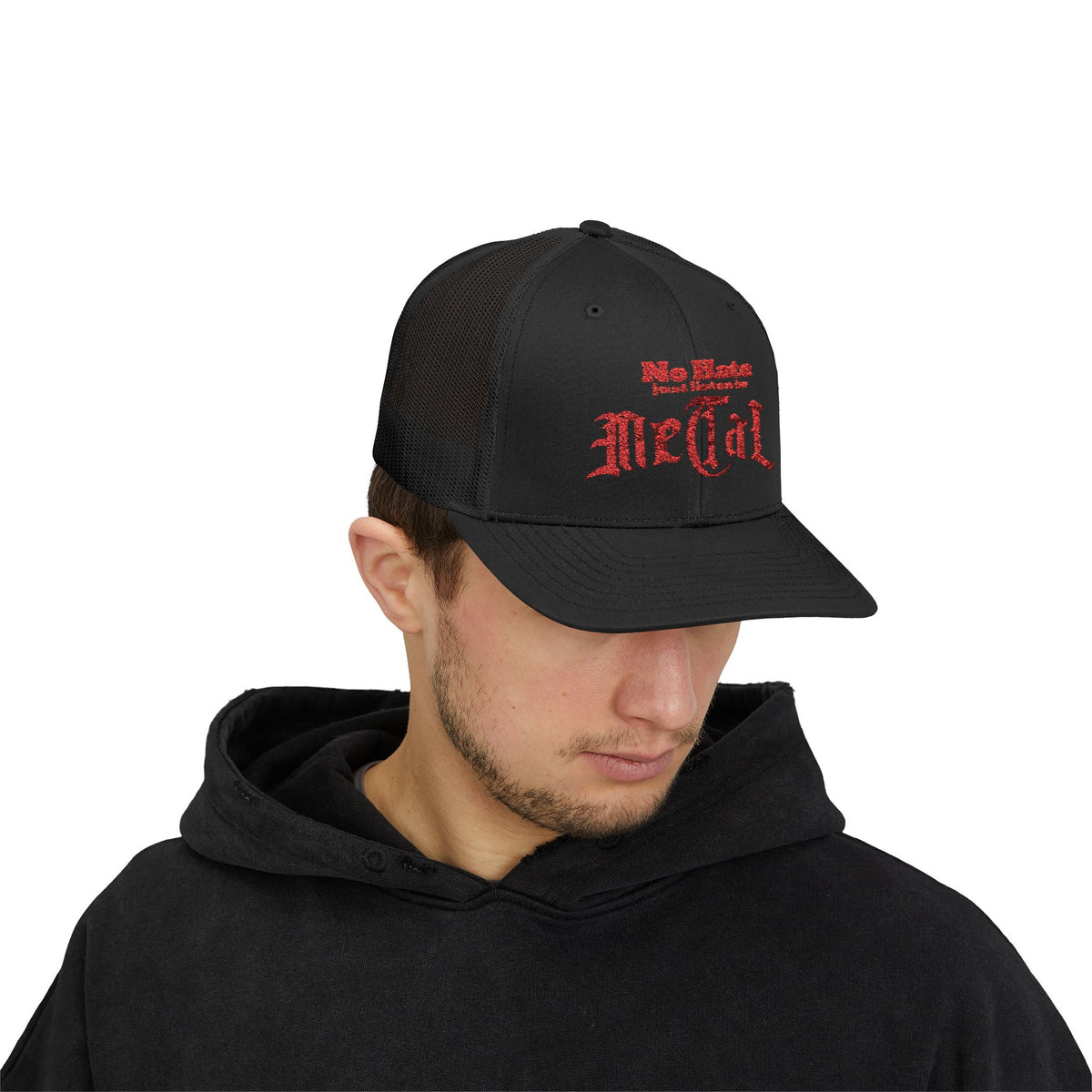 No Hate, Just Listen to Metal Trucker Cap