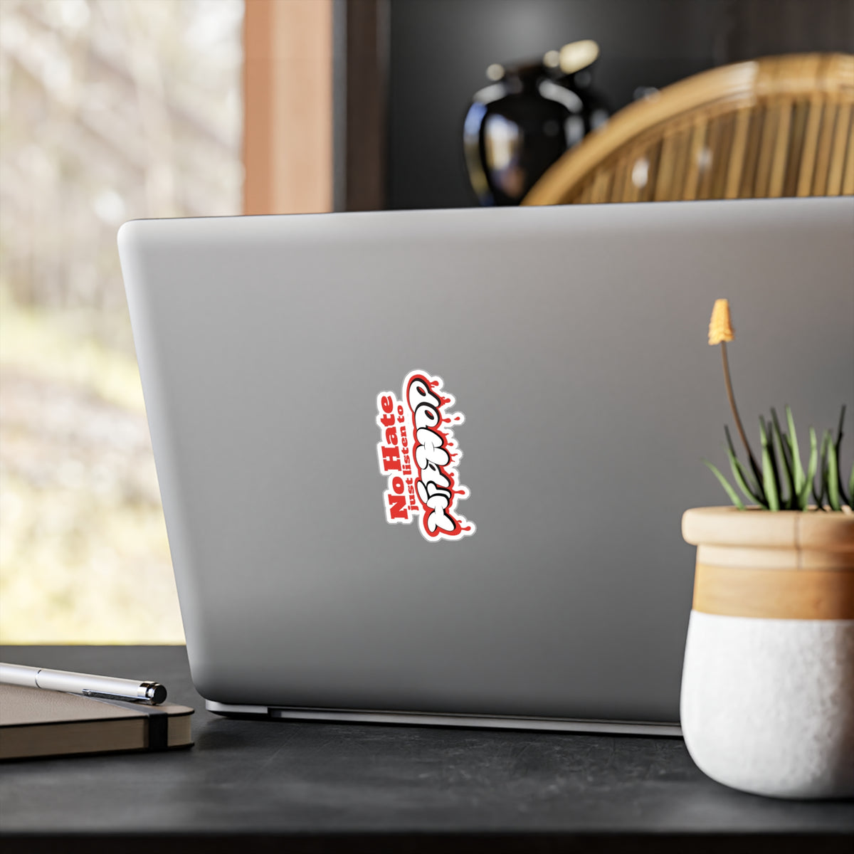 No Hate, Just Listen to HipHop Kiss-Cut Stickers